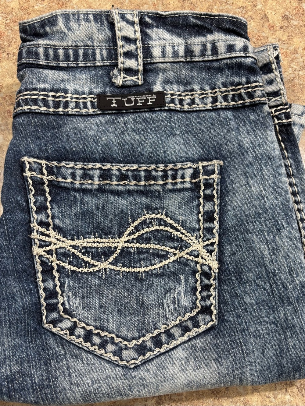 Cowgirl Tuff Women's Distressed Blue Boot Cut Jeans